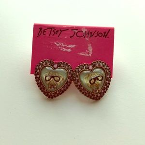 Betsey Johnson heart-shaped Pug Earrings